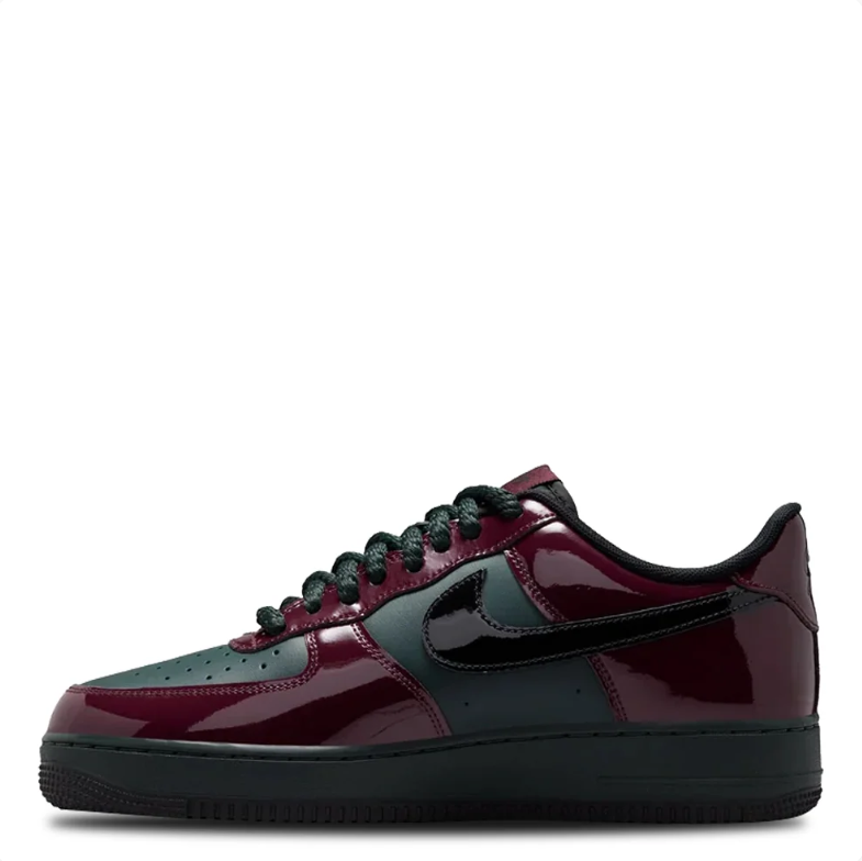 Nike Air Force 1 Low Sneakers - Glossy Burgundy & Dark Green