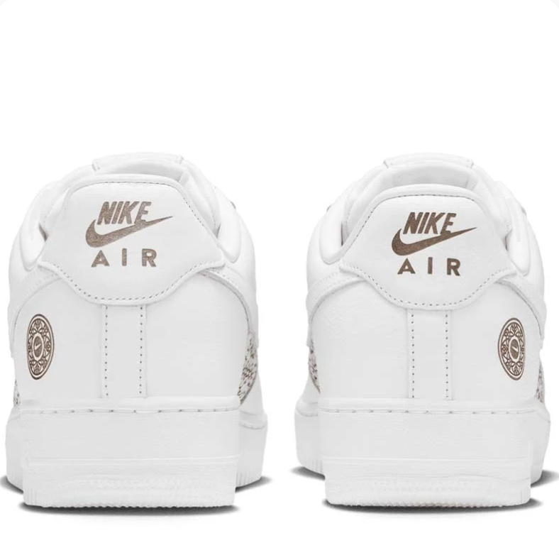 Nike Air Force 1 Low Sneakers - White with Ornamental Pattern