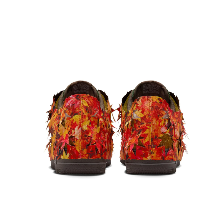 Nike Air Force 1 Low Sneakers - Layered Autumn Leaves with Dark Brown Sole