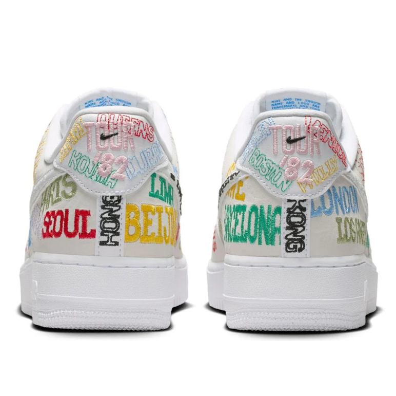 Nike Air Force 1 Low Sneakers - White with Multicolor City Embroidery