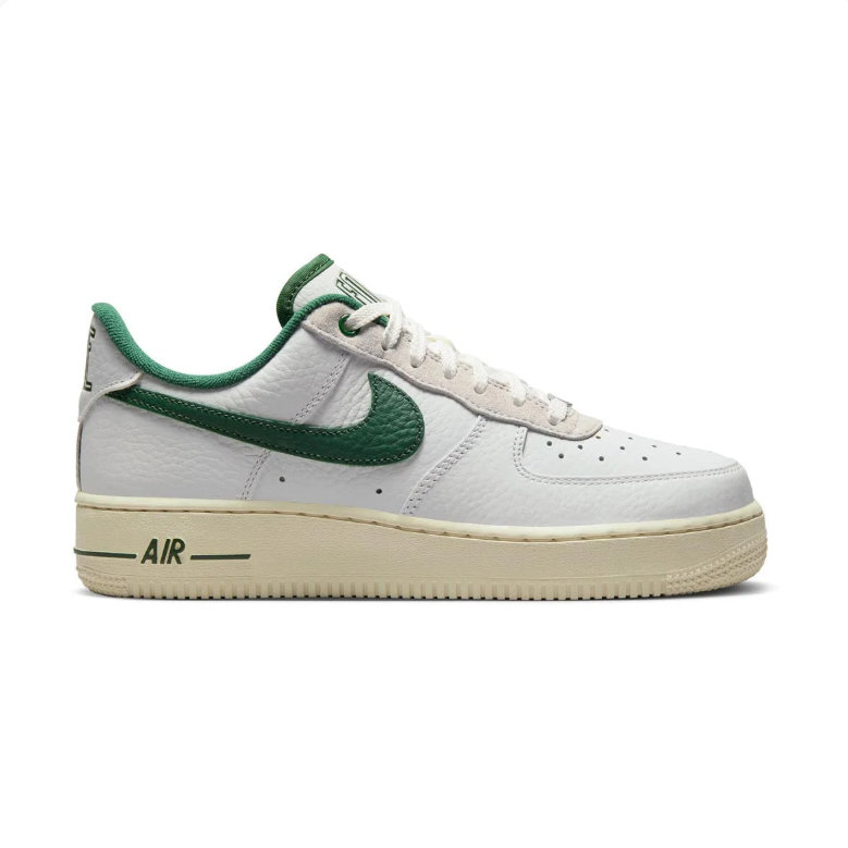Nike Air Force 1 Low Sneakers - White & Green with Cream Sole
