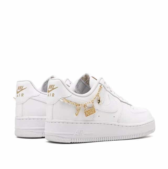Nike Air Force 1 Low Sneakers - White with Gold-Tone Charm Chains