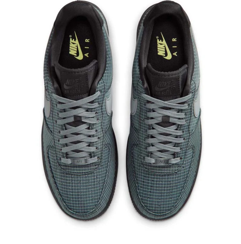 Nike Air Force 1 Low Sneakers - Grey Grid Pattern with Black Sole