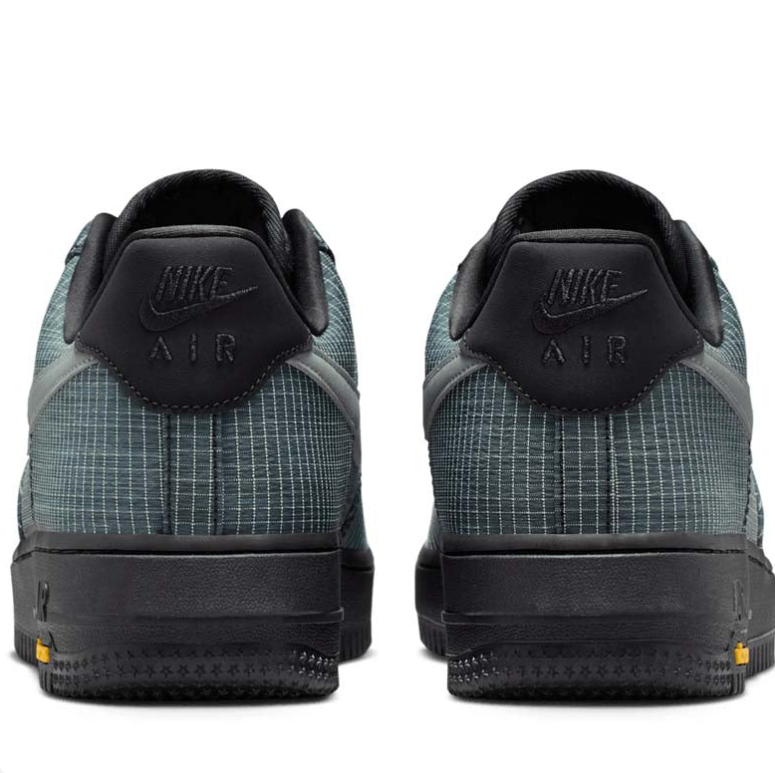 Nike Air Force 1 Low Sneakers - Grey Grid Pattern with Black Sole