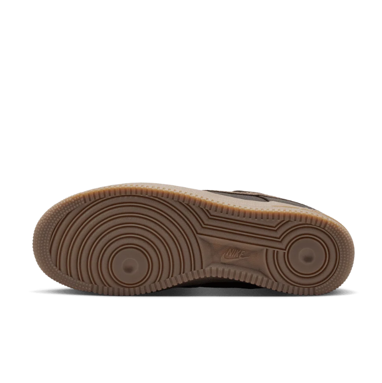 Nike Air Force 1 Low Sneakers - Dark Brown with Blue Patterned Laces