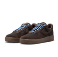 Nike Air Force 1 Low Sneakers - Dark Brown with Blue Patterned Laces
