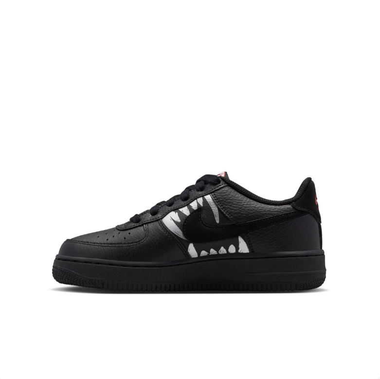 Nike Air Force 1 Low Sneakers - Black with White Fang Graphics