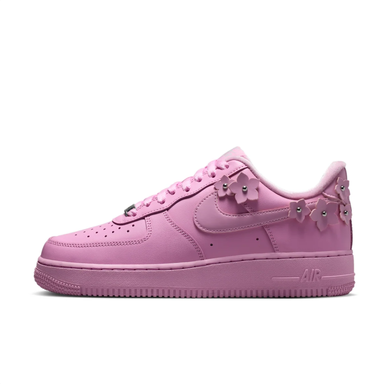 Nike Air Force 1 Low Sneakers - Pink with Floral Appliqués