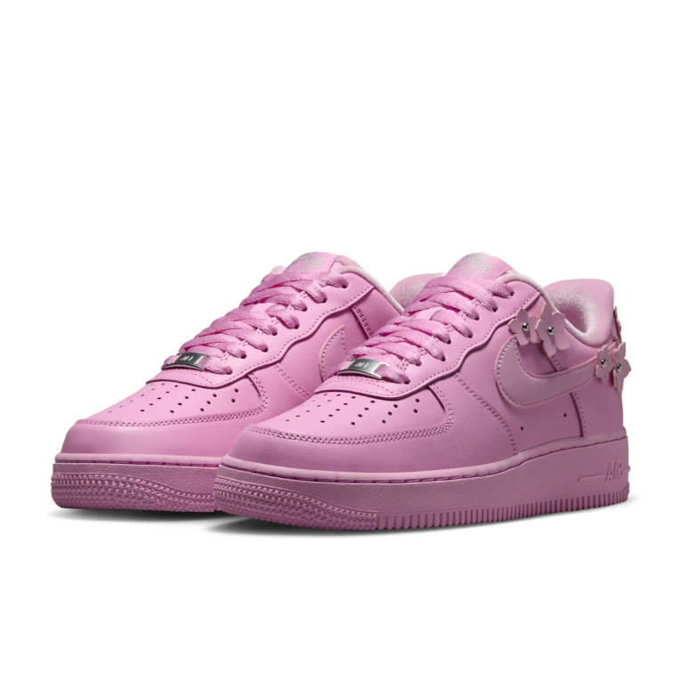 Nike Air Force 1 Low Sneakers - Pink with Floral Appliqués