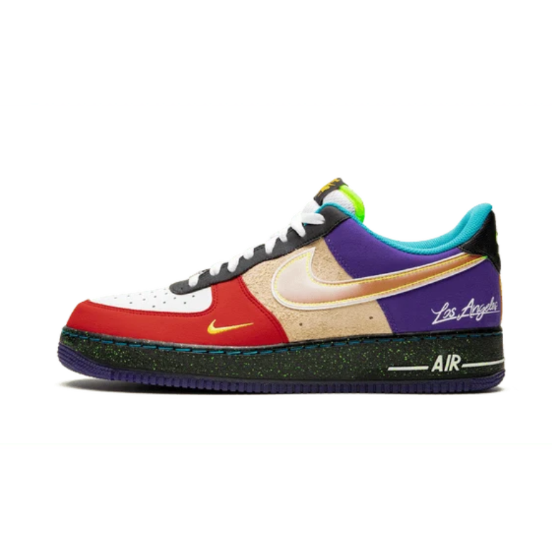 Nike Air Force 1 Low Sneakers - Mismatched Multicolor Los Angeles Design
