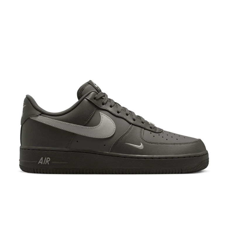 Nike Air Force 1 Low Sneakers - Dark Olive & Grey with Mini Swoosh