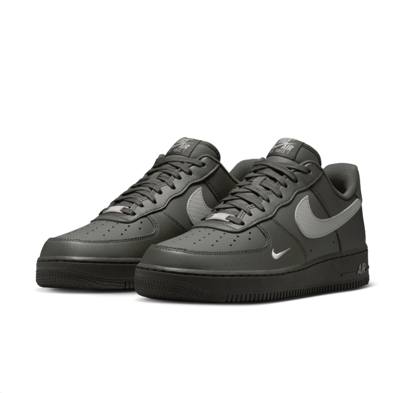 Nike Air Force 1 Low Sneakers - Dark Olive & Grey with Mini Swoosh