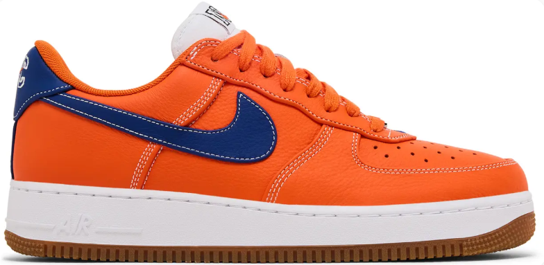 Nike Air Force 1 Low Sneakers - Orange & Navy NYC with Gum Sole