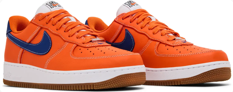 Nike Air Force 1 Low Sneakers - Orange & Navy NYC with Gum Sole