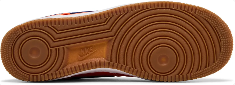 Nike Air Force 1 Low Sneakers - Orange & Navy NYC with Gum Sole