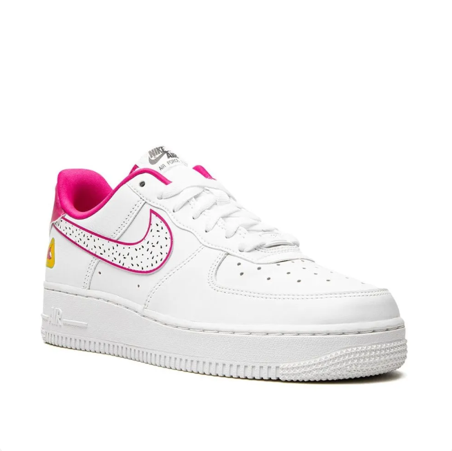 Nike Air Force 1 Low Sneakers - White & Pink with Speckled Swoosh