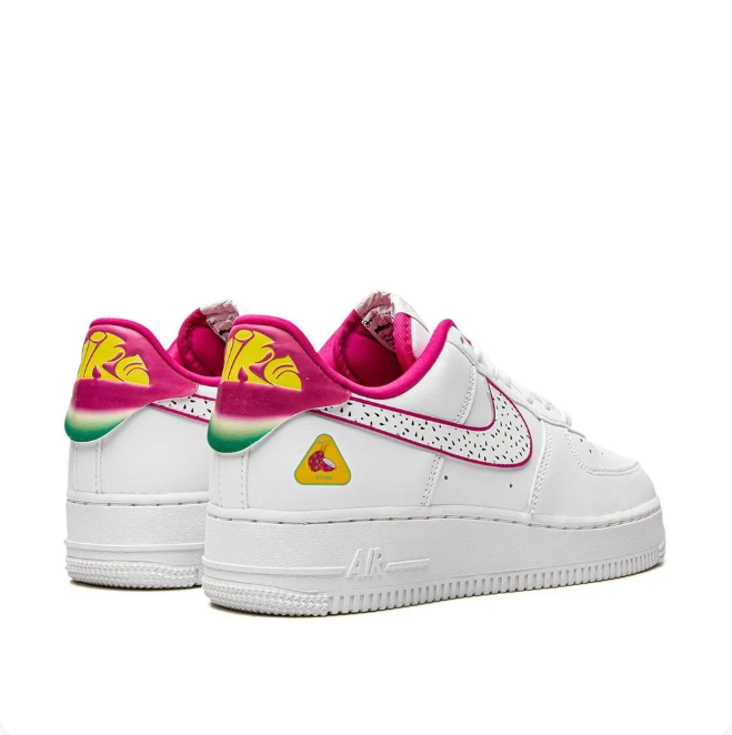 Nike Air Force 1 Low Sneakers - White & Pink with Speckled Swoosh
