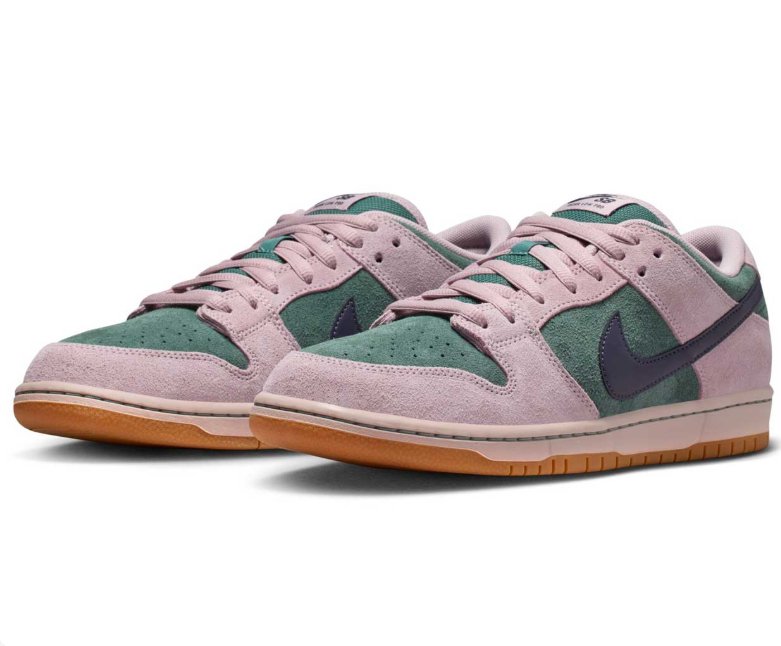 Nike SB Dunk Low Pro Sneakers - Teal & Pink with Gum Sole