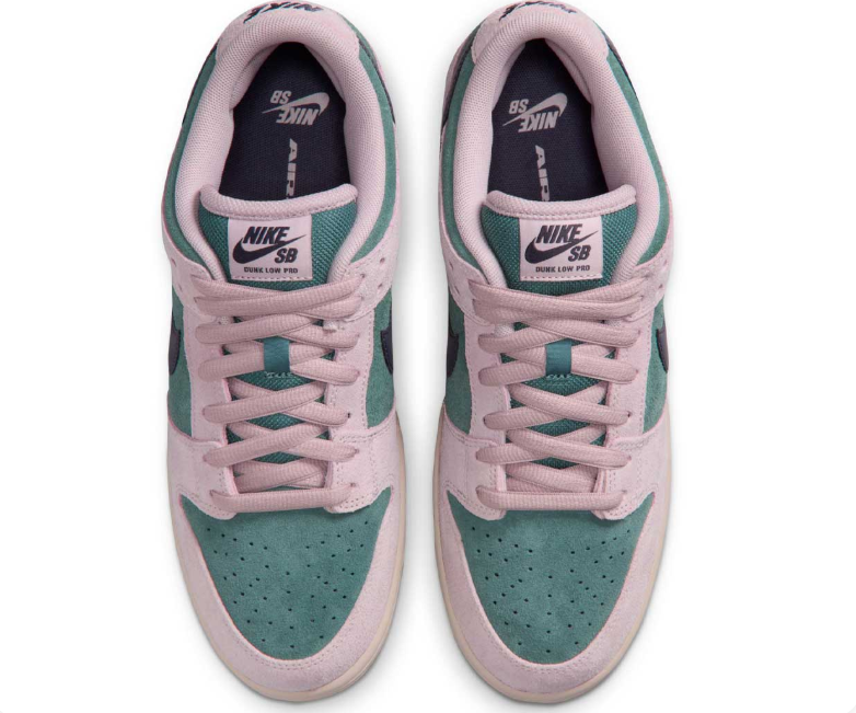 Nike SB Dunk Low Pro Sneakers - Teal & Pink with Gum Sole