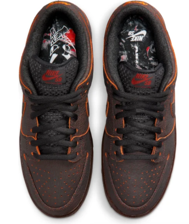 Nike SB Dunk Low Sneakers - Dark Brown with Orange Accents