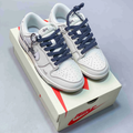 Nike Dunk Low Sneakers - White & Navy with Stüssy Branding