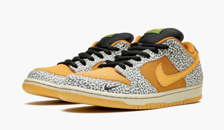 Nike SB Dunk Low Sneakers - Golden Yellow with Spotted Overlays