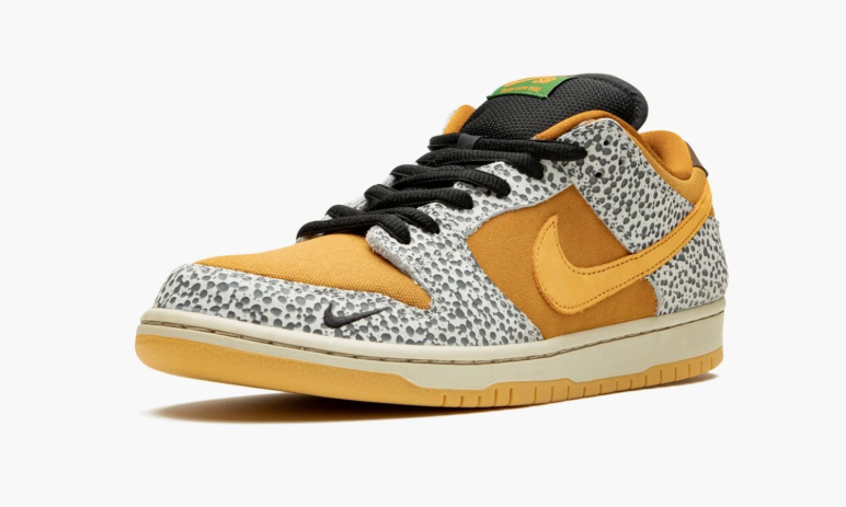 Nike SB Dunk Low Sneakers - Golden Yellow with Spotted Overlays