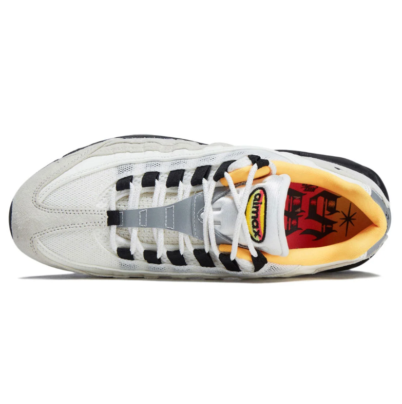Nike Air Max 95 Sneakers - White & Black with Yellow Accents