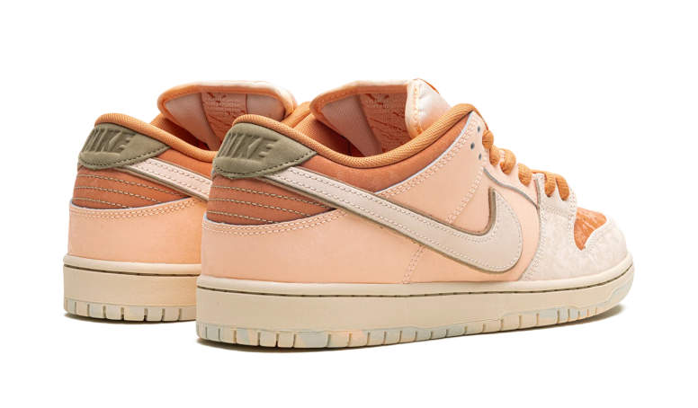 Nike SB Dunk Low Sneakers - Peach & Cream with Olive Heel Tabs