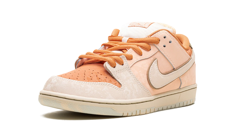 Nike SB Dunk Low Sneakers - Peach & Cream with Olive Heel Tabs