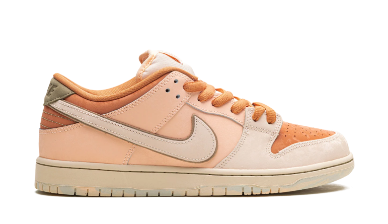 Nike SB Dunk Low Sneakers - Peach & Cream with Olive Heel Tabs