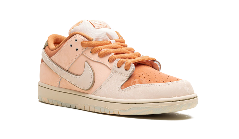 Nike SB Dunk Low Sneakers - Peach & Cream with Olive Heel Tabs