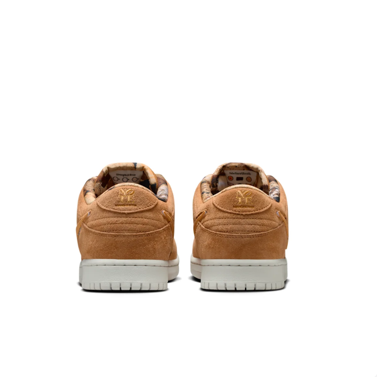 Nike SB Dunk Low Sneakers - Wheat Brown with Patterned Laces