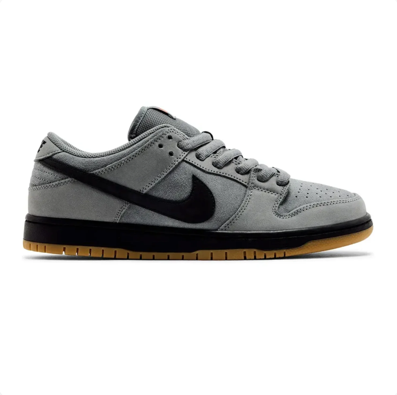 Nike Dunk Low Sneakers - Grey & Black with Gum Sole