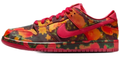 Nike SB Dunk Low Sneakers - Multicolor Abstract Print with Red Accents