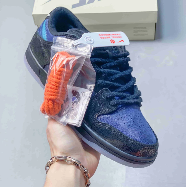 Nike SB Dunk Low Sneakers - Navy & Blue with Teal Swoosh