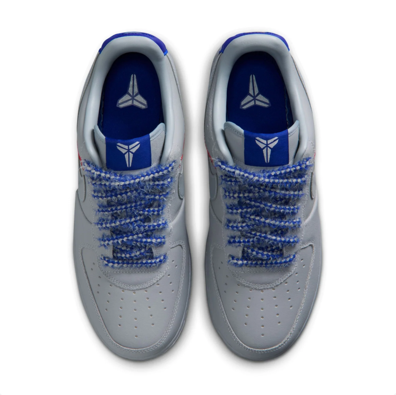 Nike Air Force 1 Low Sneakers - Grey & Blue with Red Stitch Details