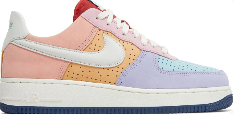 Nike Air Force 1 Low Sneakers - Pastel Multicolor with Puerto Rico Heel Detail