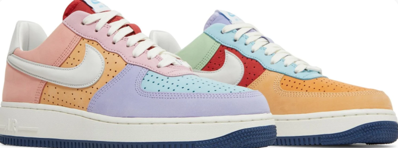 Nike Air Force 1 Low Sneakers - Pastel Multicolor with Puerto Rico Heel Detail