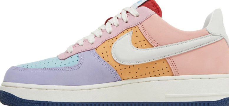 Nike Air Force 1 Low Sneakers - Pastel Multicolor with Puerto Rico Heel Detail