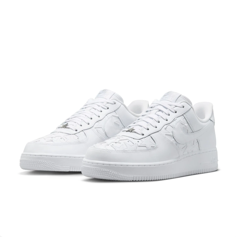 Nike Air Force 1 Low Sneakers - All White with Star Details