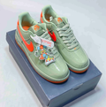 Nike Air Force 1 Low Sneakers - Sage Green & Bright Orange
