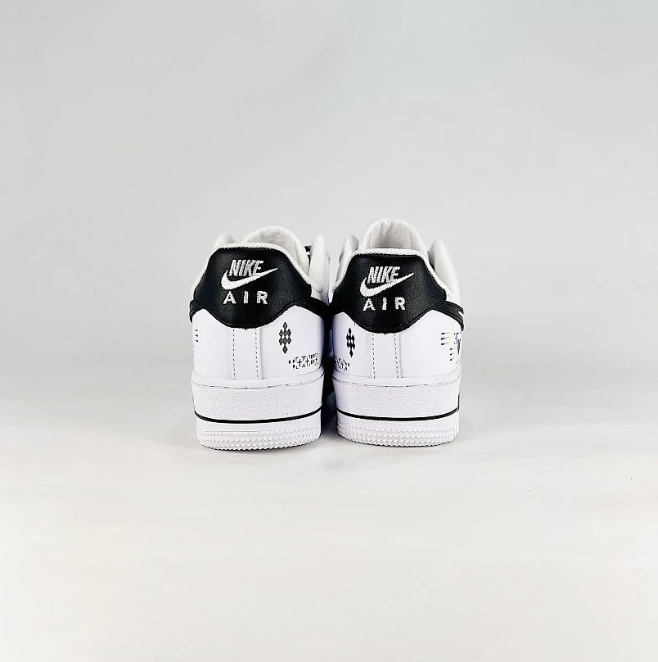 Nike Air Force 1 Low Sneakers - White & Black with Graphic Details
