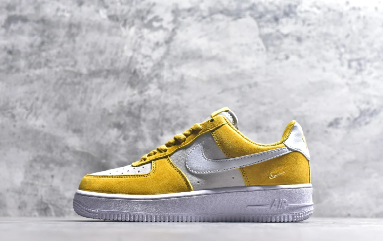 Nike Air Force 1 Low Sneakers - Yellow & White with Mini Swoosh Detail
