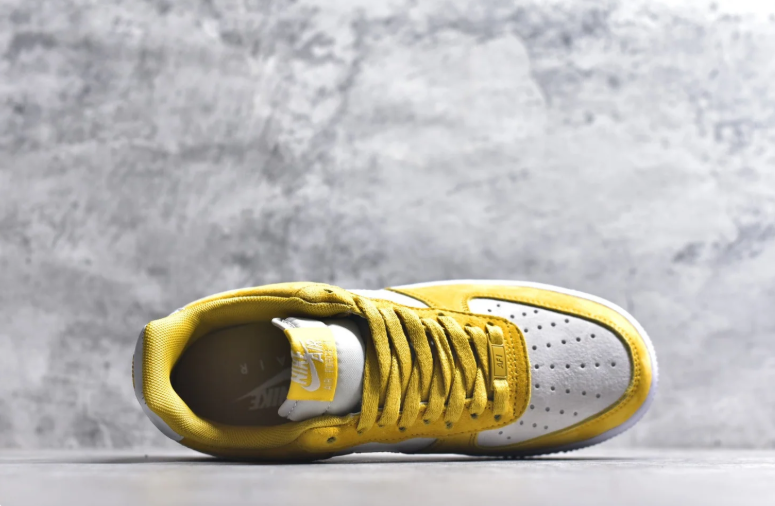 Nike Air Force 1 Low Sneakers - Yellow & White with Mini Swoosh Detail